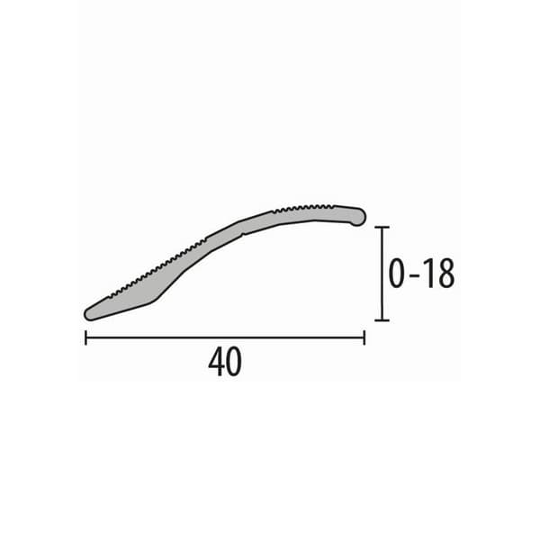 Profil 2 x 40 mm Alu upphämtningsprofil H & Lång Küberit självhäftande 1000 mm