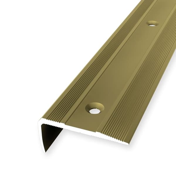 Näsprofilerad trappprofil 16 x 38 mm vinkelprofil med ruggad yta fräst och borrad i olika varianter Küberit