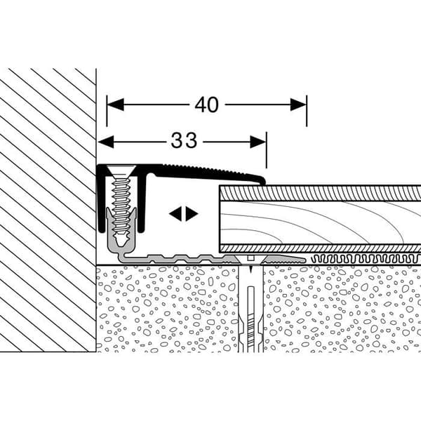 PROVISTON Insättningsprofil Kompensationsprofil l 33 mm Kompensation av H 7 - 18 mm L 900 mm Aluminiumprofil Guld