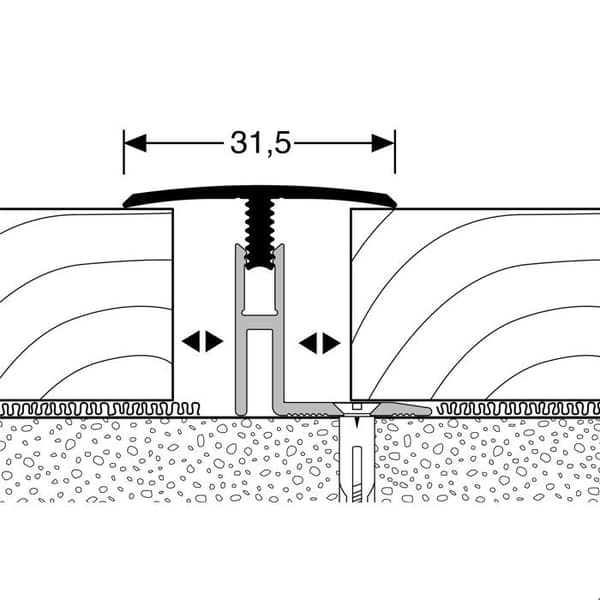 PROVISTON Övergångsprofil Profil för parkett l 31,5 mm Kompensation av H 17 - 22 mm L 2000 mm Aluminiumprofil Sand