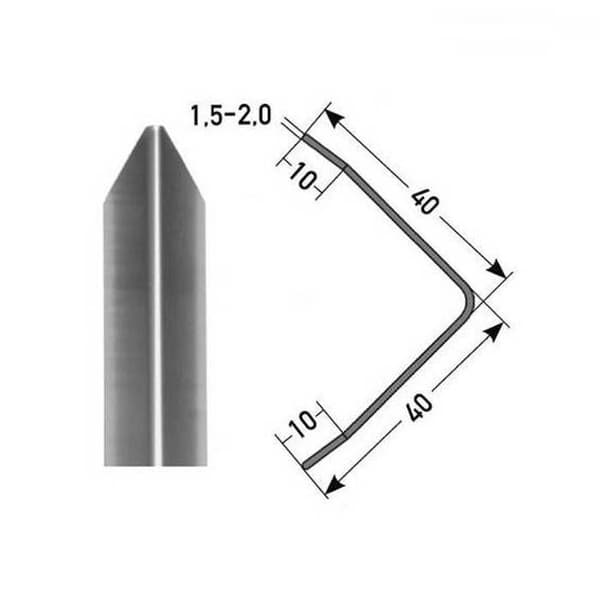 PROVISTON Skyddshörn av rostfritt stål Utseende rostfritt 1.5 x 40 x 40 x 1000 mm Centralt borrning på en sida