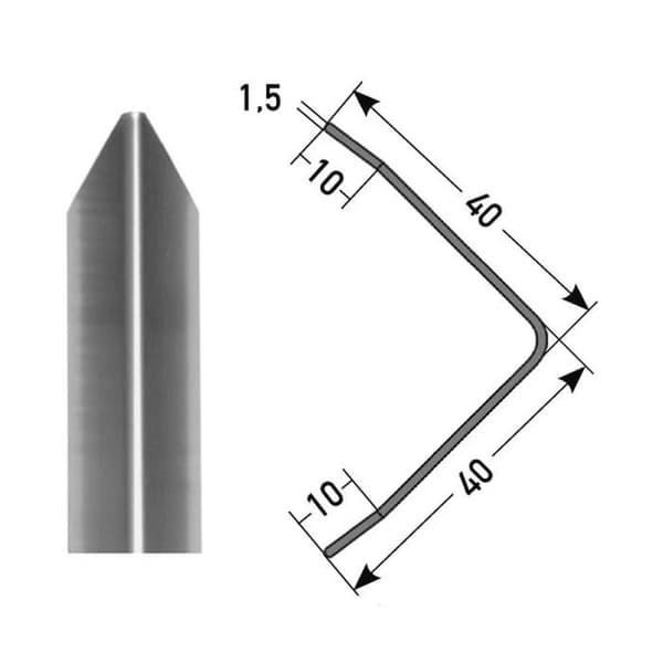 PROVISTON Hörnskydd i aluminium Alu rå l 40 mm H 40 mm L 1000 mm Växelvis centrumborrning