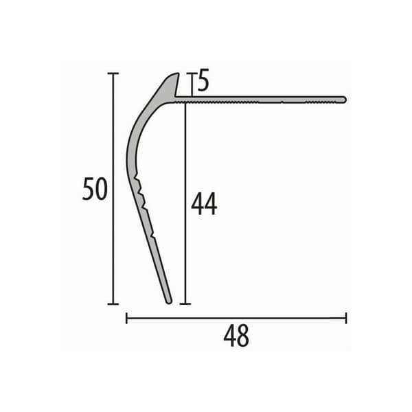 Nez de marche 50 x 48 x 2500 mm Alu Cornière Percé fraisé diff. s Küberit Acier