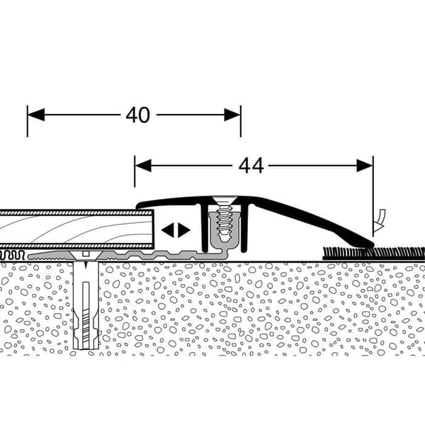 PROVISTON Kompenseringsprofil Profil för parkett l 44 mm Kompensation H 6.5 - 16 mm L 2700 mm Aluminiumprofil Argen...