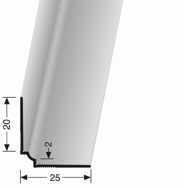 Väggprofil "No. 160" 25 x 25 x 2700 mm Alu hörnprofil tapet Slätt Vit icke borrad