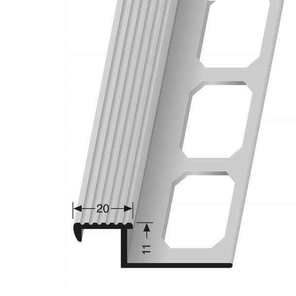 Nästeg för keramik 9 x 20 x 2500 mm Tjocklek 9 mm i stansad aluminium 11 mm