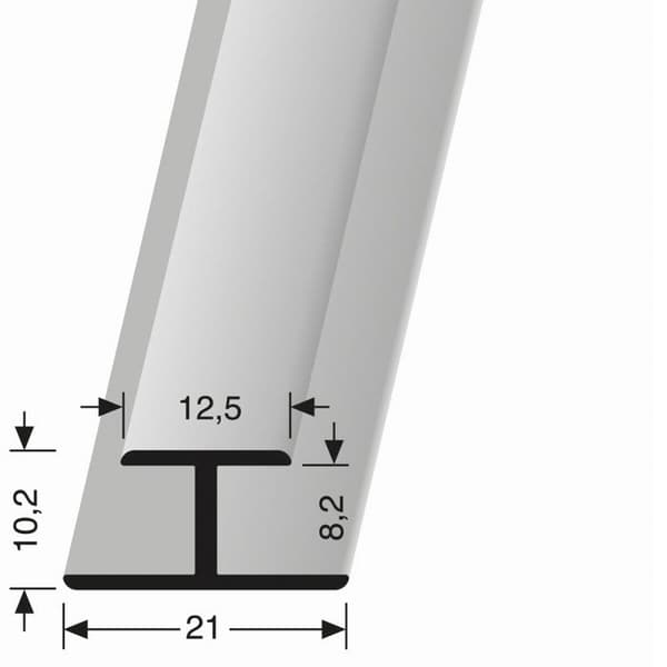 Anslutningsprofil 10,2 x 10,2 x 2550 mm kant H 8,2 mm aluminium H - slät profil Küberit