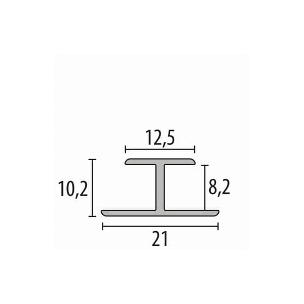 Anslutningsprofil 10,2 x 10,2 x 2550 mm kant H 8,2 mm aluminium H - slät profil Küberit