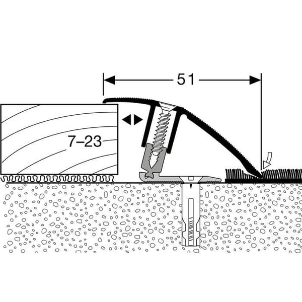 Flexibel justeringsprofil Parkett l 51 mm Höjdskillnad 7 - 23 mm Sand L 900 mm