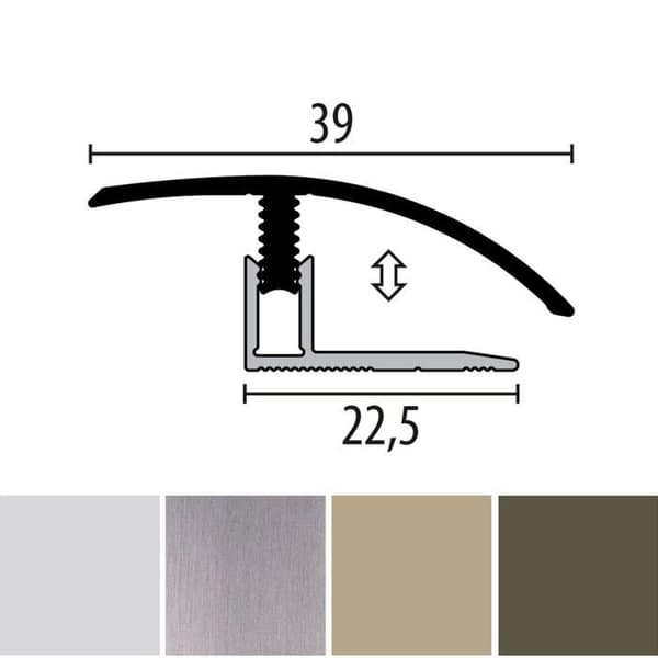 PROVISTON Övergångsprofil Kompensation för laminat l 39 mm Kompensation av H 7 - 12 mm L 2000 mm Aluminiumprofil Bron...