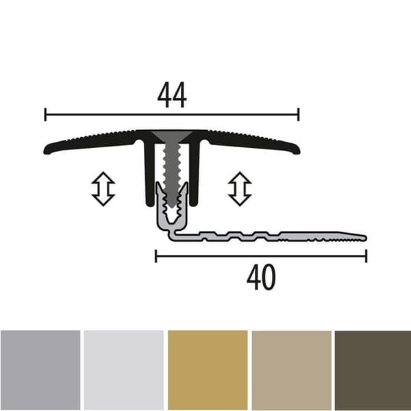 PROVISTON Övergångsprofil Parkettkompensation l 44 mm H 7 - 18 mm L 2700 mm Aluminiumprofil Sand