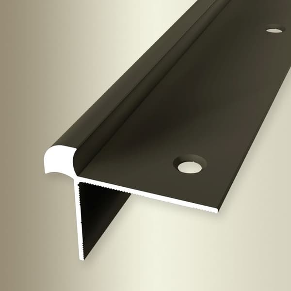Nez de marche 33 x 43 x 2500 mm Aluminiumsprofil Slätt Inbyggd Genombruten Küberit Brons