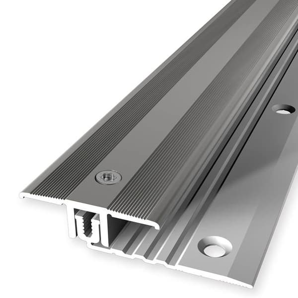 Profil rymning Laminat l 34 mm Höjdskillnad 6.5 - 16 mm i Aluminium Stålutseende L 2700 mm Genomborrad fräst