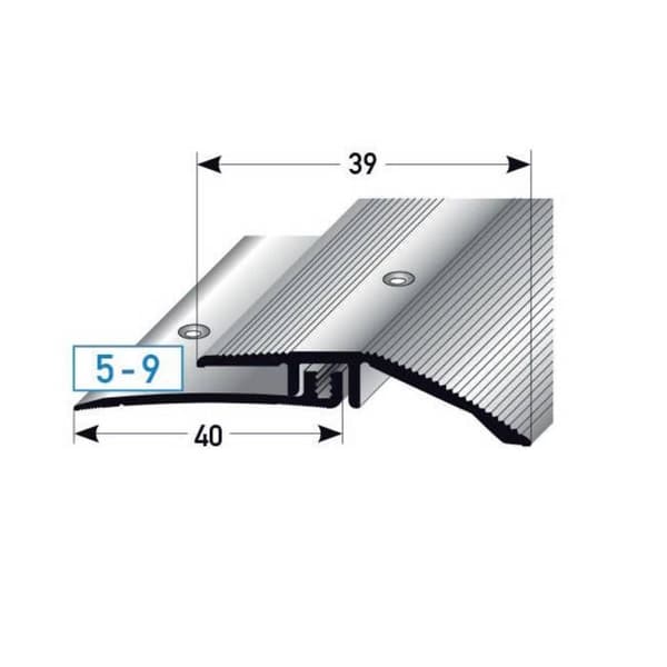 PROVISTON Profilsförstärkning Alu anodiserad Silver l 21 mm H 5 - 9 mm Genomborrad L 2700 mm