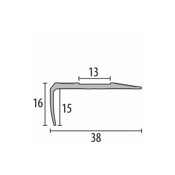 Nez de marche 16 x 38 mm Cannelerad hörnprofil Inbyggd Genomborrad Olika... Varianter Küberit L 1000 mm Rostfritt stål