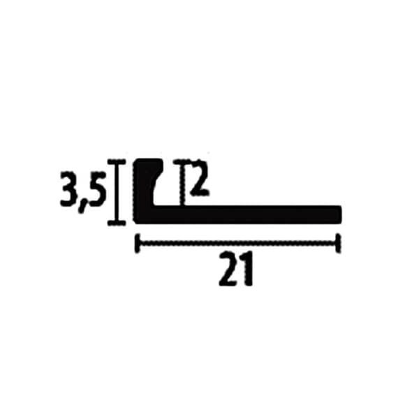 PROVISTON Avslutningsprofil l 21 mm H 2 mm L 2500 mm Pulverlackerad aluminium Ej stansad Svart Ej borrad
