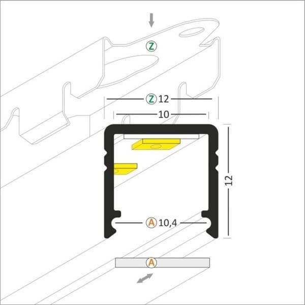 PROVISTON LED-profil i aluminium 12 x 12 x 2000 mm Vit LED-belysning Indirekt belysning LED-stänger 1 styck