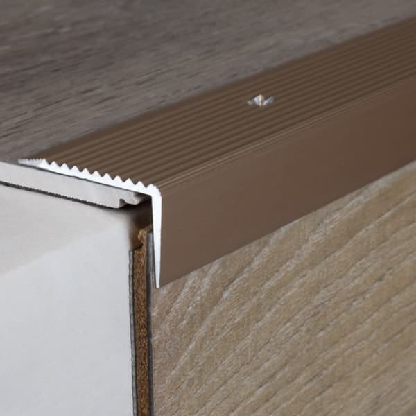 PROVISTON Trappsteg 20 x 40 x 1200 mm Trappsteg Hörnprofil Trapphörnprofil Kombinerad hörnprofil Anodiserad aluminium ljusbrons Perc...