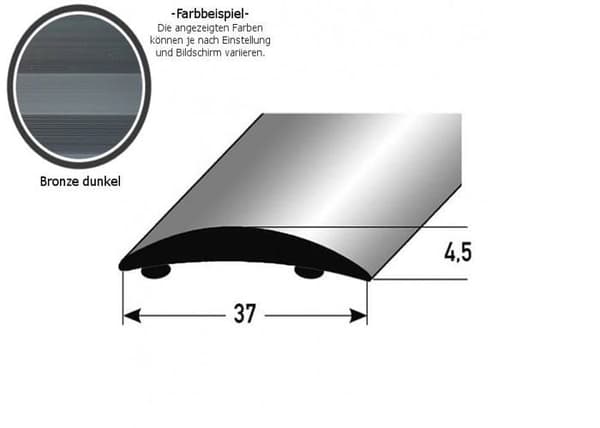 PROVISTON Profil övergång Aluminium anodiserad Mörkbrons l 37 mm H 4.5 mm L 2700 mm självhäftande