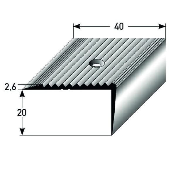 Nedre del 20 x 40 x 1000mm Anodiserad aluminium Grön lysande Att skruva fast