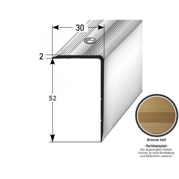 Aluminium bronzefärgad tröskel L 30 mm H 52 mm Längd 2700 mm Skruvmontering 1 styck