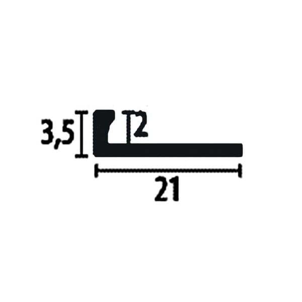 PROVISTON Avslutningsprofil l 21 mm H 2 mm L 2500 mm Naturlig aluminium Dubbel K Profil Stängd Stansad