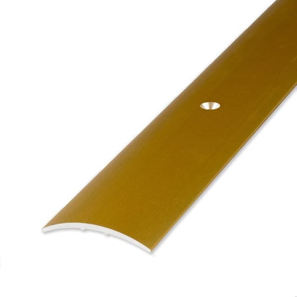 Tröskelprofil i anodiserat aluminium Guld L 28 mm H 1,5 mm Lång 2700 mm Förborrad