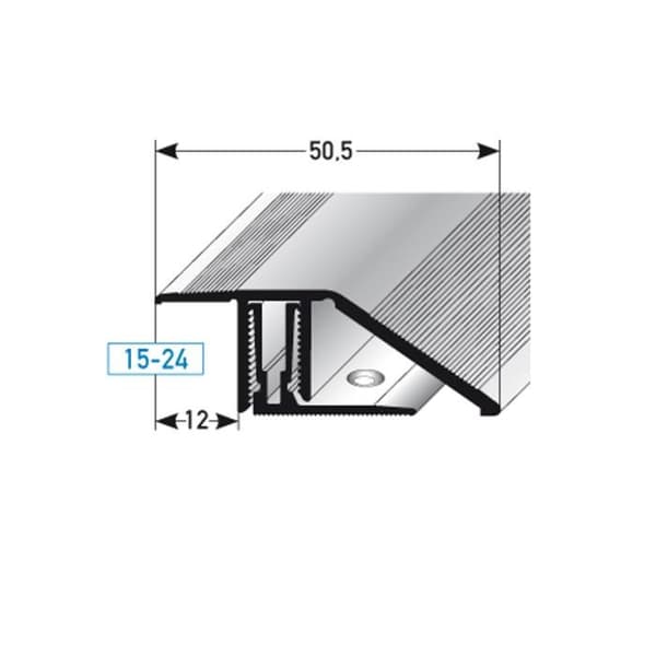 PROVISTON Aluminium kompensationsprofil l 50,5 mm H 24 mm L 2700 mm Förborrad Klicksystem