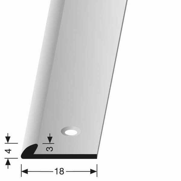 Avslutningsprofil 4 x 18 x 2500 mm Slätt Alu med försänkta skruvhål Stål