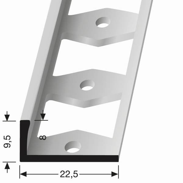 Avslutningsprofil 9.5 x 22.5 x 2500 mm Polerat Mässing Stängt Stansat Stoppprofil Küberit