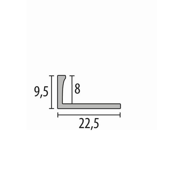 Avslutningsprofil 9.5 x 22.5 x 2500 mm Polerat Mässing Stängt Stansat Stoppprofil Küberit