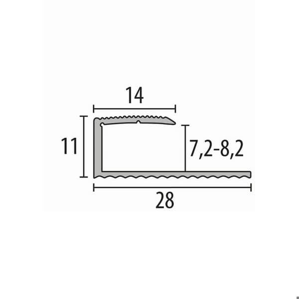 Avslutningsprofil 11 x 28 x 2700 mm Alu Stoppprofil randig Silver Küberit