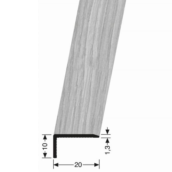 Nez de marche 10 x 20 x 1000mm Alu Cornière Lisse Non percé Diff. s