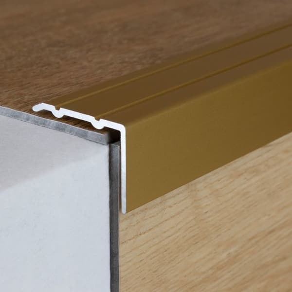 PROVISTON Aluminiumvinkel anodiserad Guld l 24,5 mm H 18 mm Självhäftande Trappnos L 1000 mm