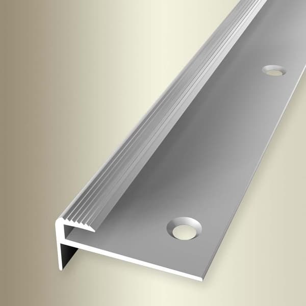Nez de marche 15 x 30 x 2500 mm Aluminium Cornière striée Küberit Silver