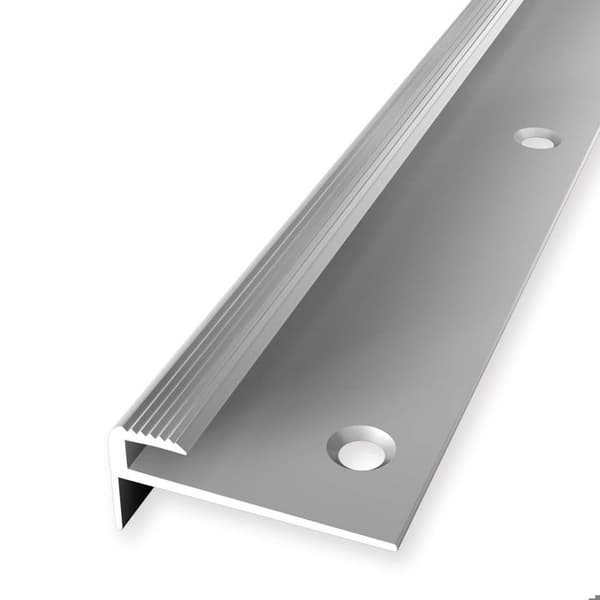 Nez de marche 15 x 30 x 2500 mm Aluminium Cornière striée Küberit Silver