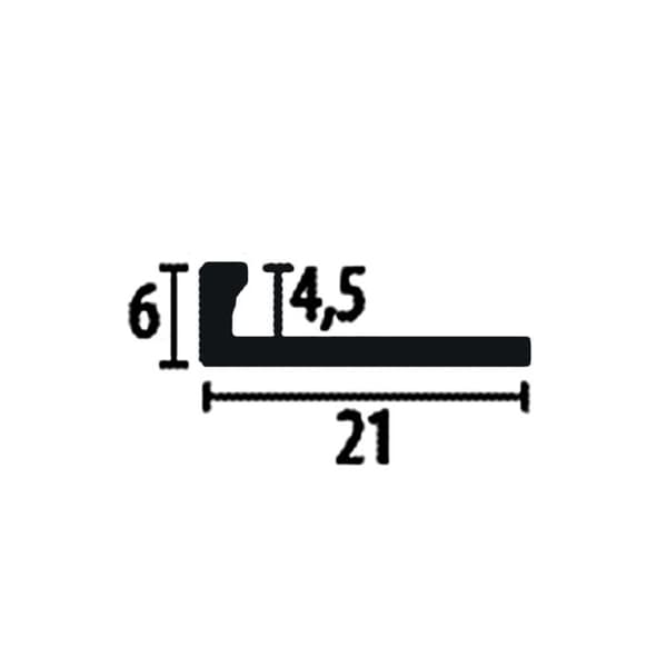 PROVISTON Avslutningsprofil l 21 mm H 4.5 mm L 2500 mm Naturlig aluminium Dubbelprofil K Stämplad sluten