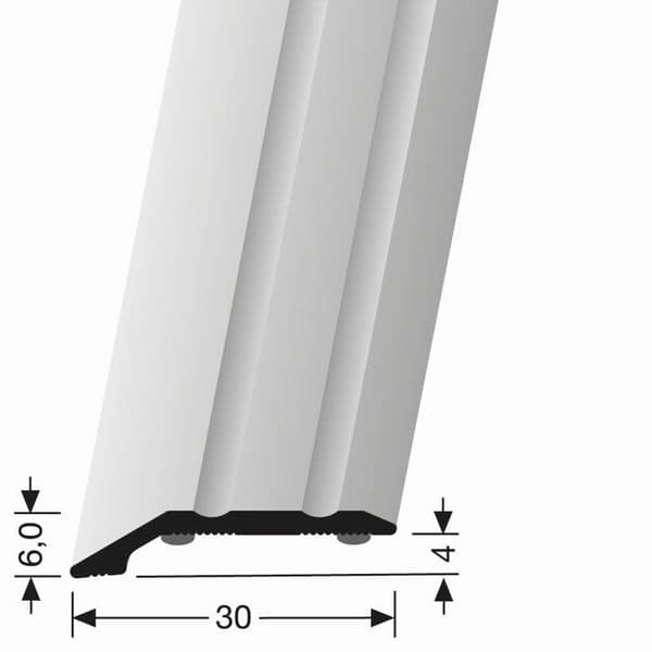 Avslutningsprofil 6 x 30 x 2700 mm Inramningsprofil Anodiserad aluminium Spårad Självhäftande Silver Küberit