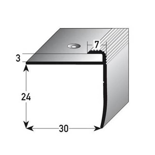 PROVISTON Infästningsprofil i anodiserad aluminium g 30 mm H 24 mm L 2700 mm Förborrad Ramprofil Avslutningsprofil