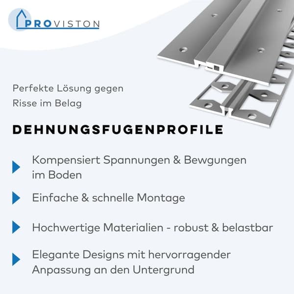 Profil för dilatationsfogar Bred 51 mm Lång 2500 mm Alu Silikonfog Stämplad Silvergrå