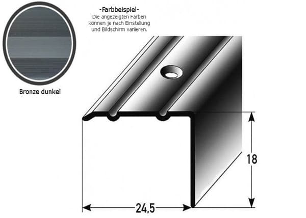 PROVISTON Hörnlist i anodiserad aluminium, mörkbrons, l 24,5 mm h 18 mm l 2700 mm, förborrad