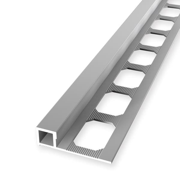 Avslutningsvinkel för kvadratplattor 9 x 31 mm Tjocklek 9 mm stämplad sluten silver