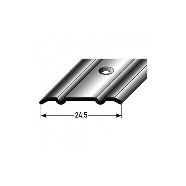 Tröskelprofil Alu anodiserad Silver L 24.5 mm H 1.25 mm Längd 2700 mm Förborrad