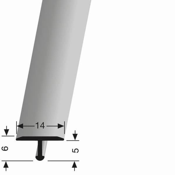 T-profil 6 x 14 x 2700 mm Ouppnert Byggprofil Slät Küberit