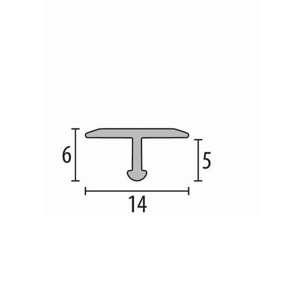 T-profil 6 x 14 x 2700 mm Ouppnert Byggprofil Slät Küberit