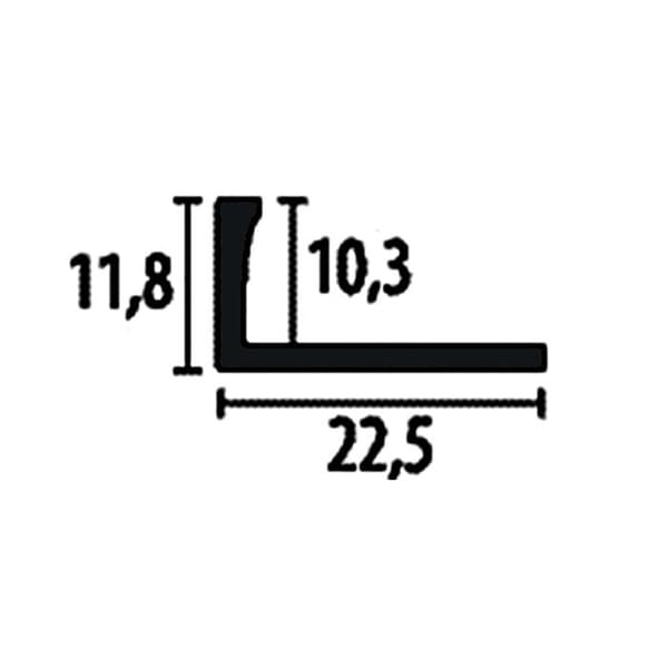 PROVISTON Avslutningsprofil l 22,5 mm H 10,3 mm L 2500 mm Polerat rostfritt stål Dubbelprofil K Stansad sluten
