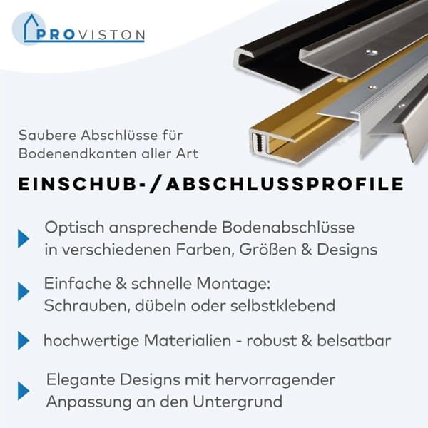 PROVISTON Avslutningsprofil Bred 22,5 mm H 8 mm Lång 2500 mm Stansad Aluminium Sluten Aluminium Naturlig