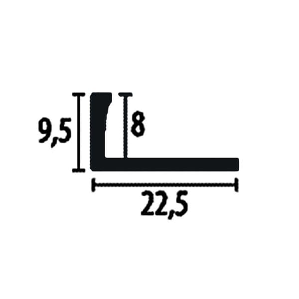 PROVISTON Avslutningsprofil Bred 22,5 mm H 8 mm Lång 2500 mm Stansad Aluminium Sluten Aluminium Naturlig