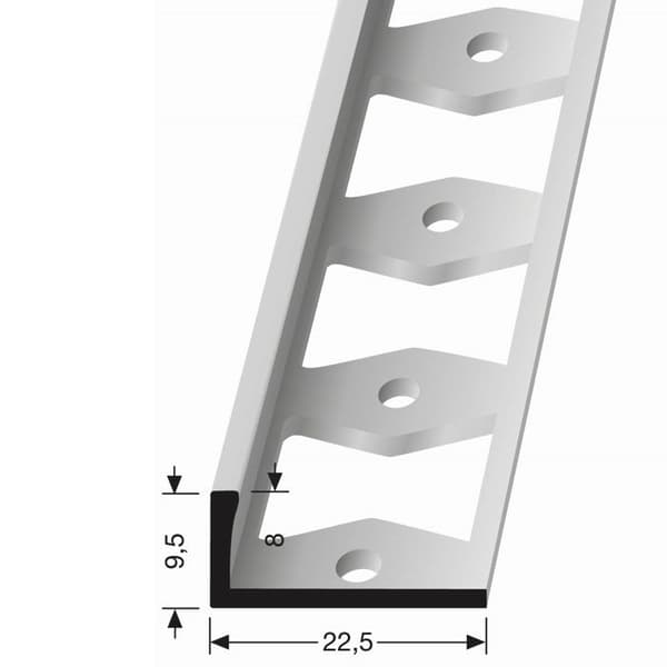 Profil dubbel K 9,5 x 22,5 mm H för inramning 8 mm Profil för kakel i rostfritt stål Stängd Stansad Küberit