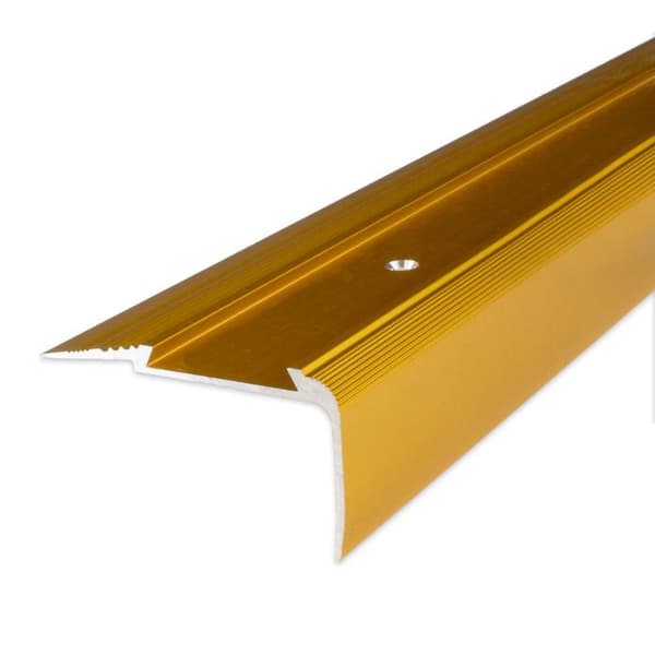 PROVISTON Trappsteg 27 x 58 x 1000 mm Trappsteg Hörnprofil Trapphörnprofil Kombinerad Anodiserad aluminium i guld med hål